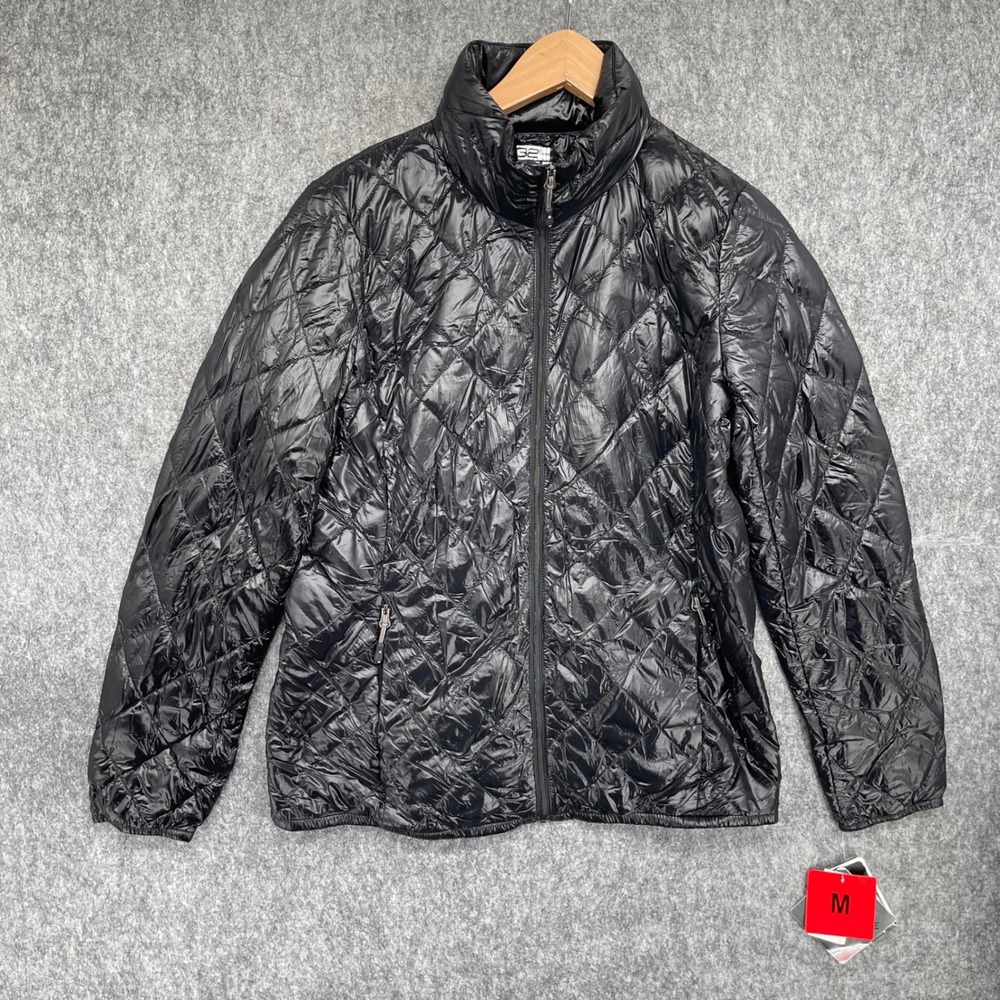 32 Degrees Jacket Womens Medium Black Diamond Quilted Packable Down Puffer NEW